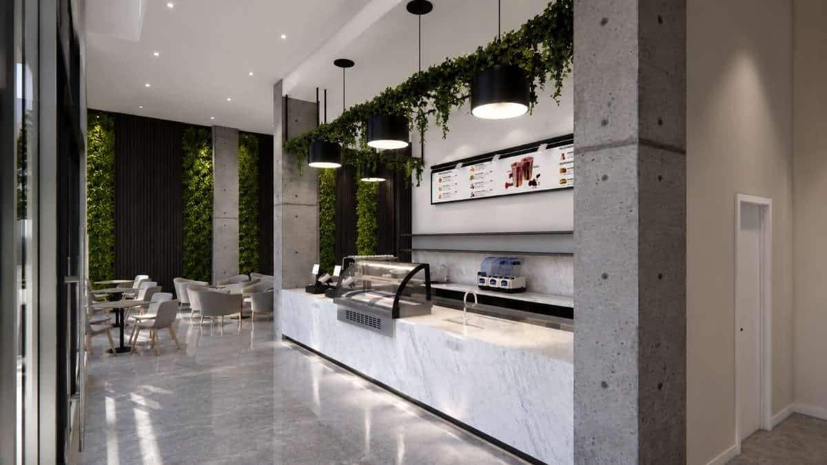 Aménagement intérieur de café commercial sur la Rive-Sud par IN Design & Construction